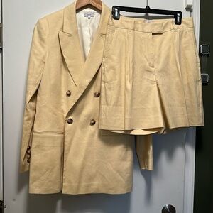 Iris & Ink double-breasted linen blend twill blazer with matching shorts